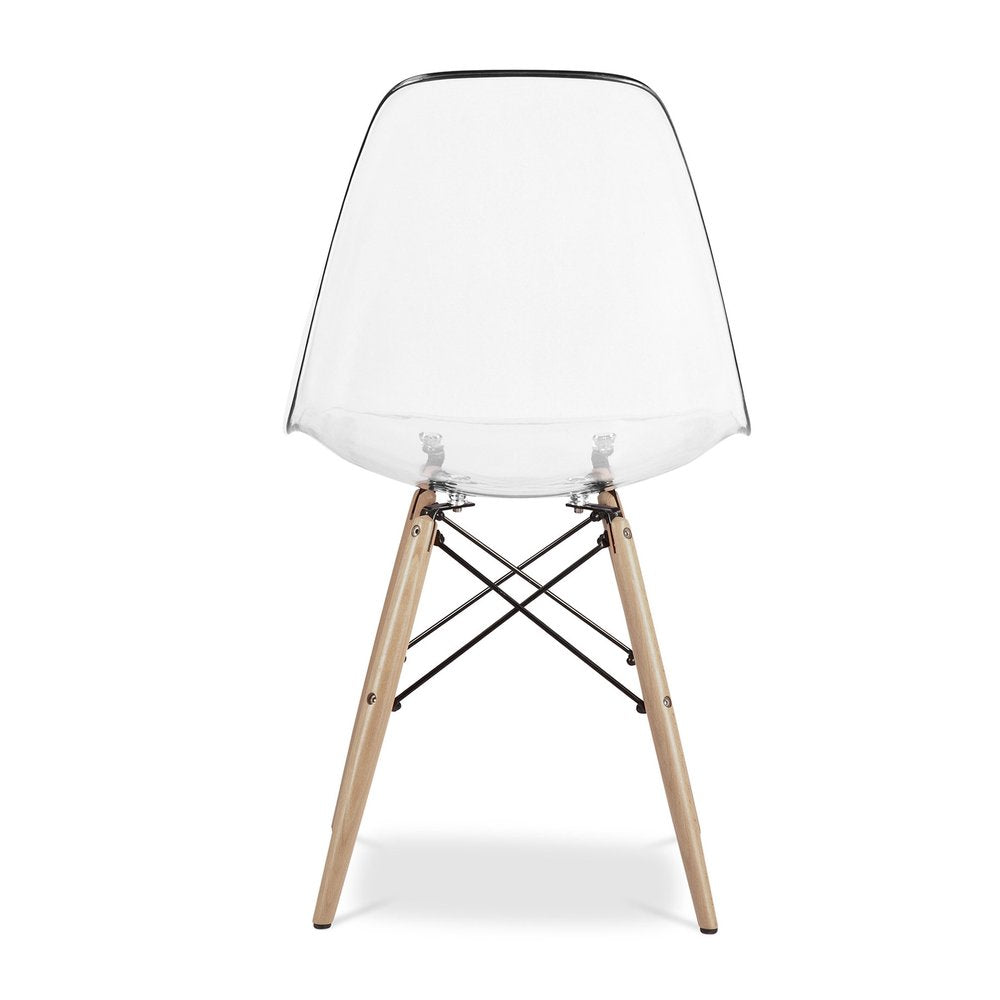 Clear And Natural Heavy Duty Plastic And Wood Dining Side Chair HomeRoots