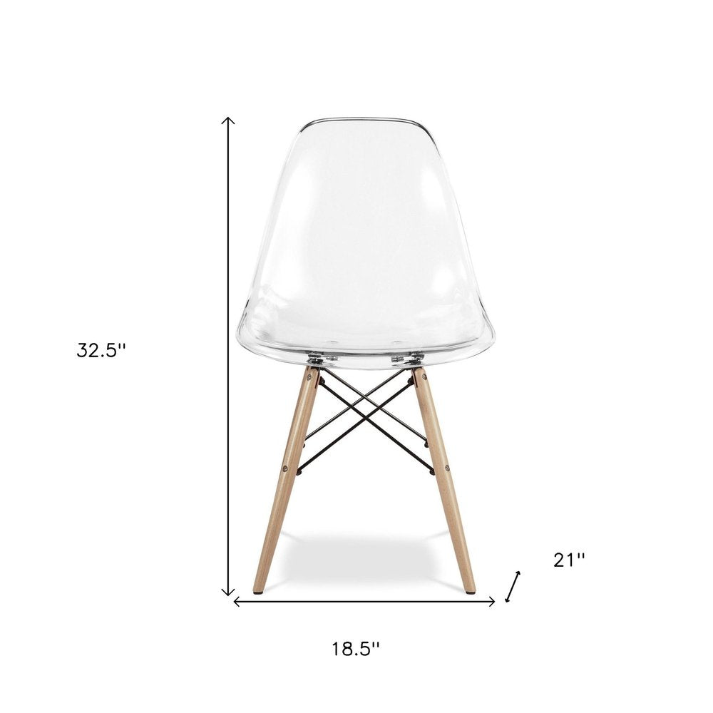 Clear And Natural Heavy Duty Plastic And Wood Dining Side Chair HomeRoots