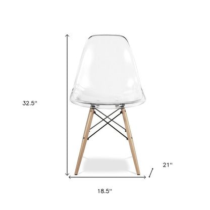 Clear And Natural Heavy Duty Plastic And Wood Dining Side Chair HomeRoots