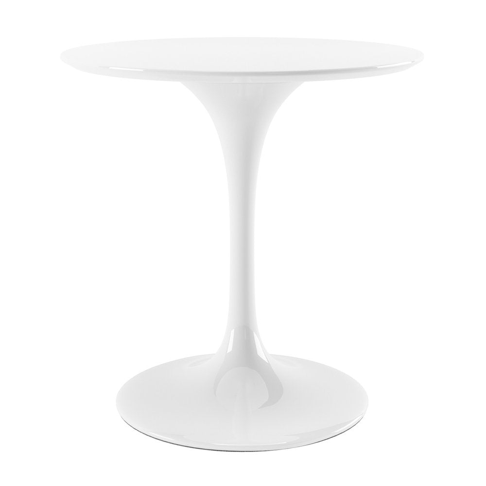 32" White Rounded Fiberglass And Metal Pedestal Base Dining Table HomeRoots