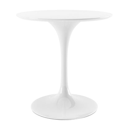 32" White Rounded Fiberglass And Metal Pedestal Base Dining Table HomeRoots