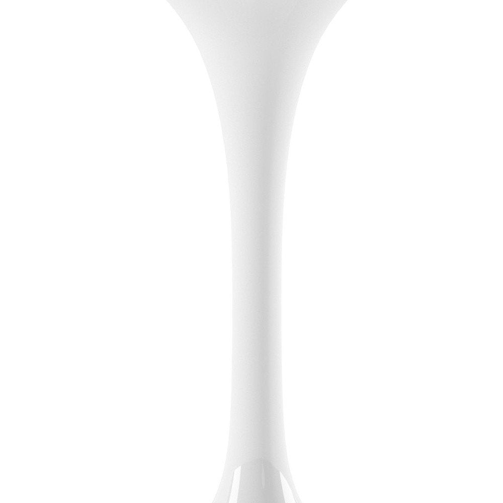 32" White Rounded Fiberglass And Metal Pedestal Base Dining Table HomeRoots