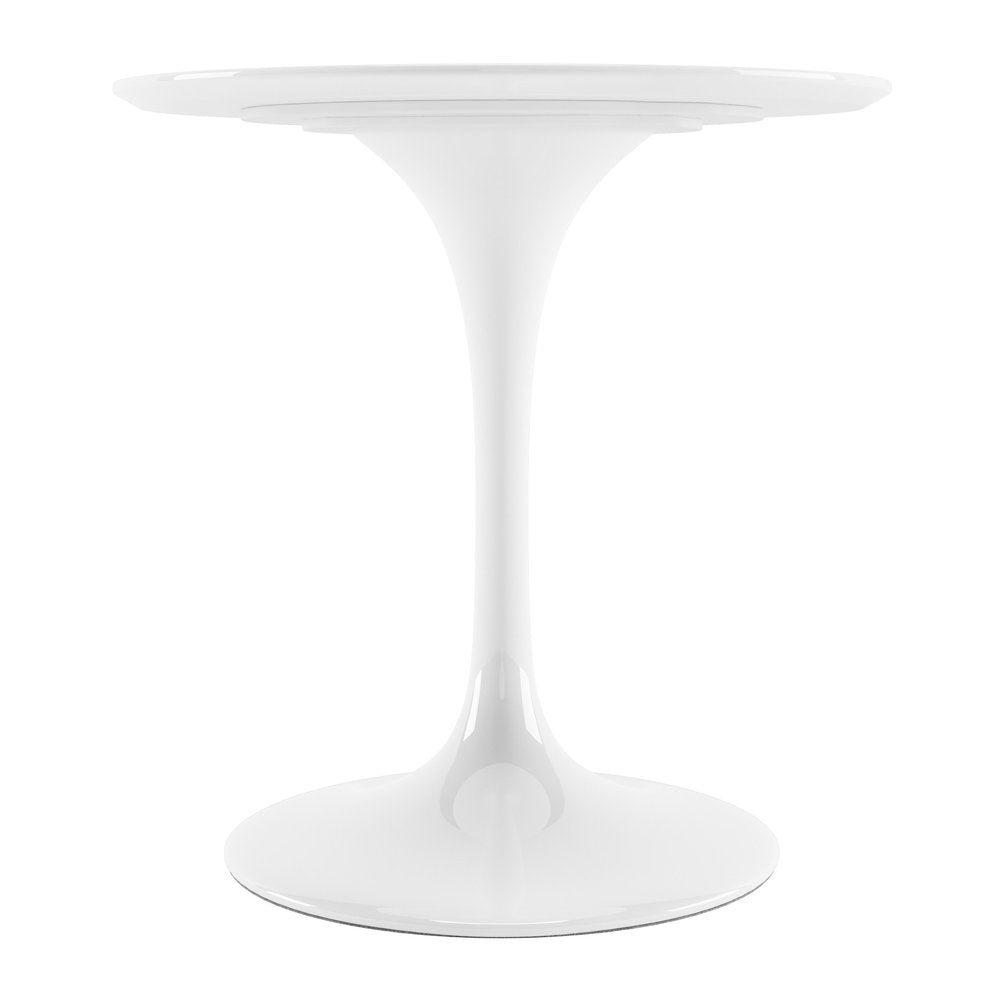 32" White Rounded Fiberglass And Metal Pedestal Base Dining Table HomeRoots