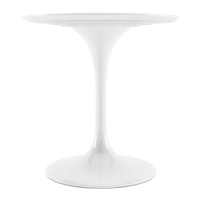 32" White Rounded Fiberglass And Metal Pedestal Base Dining Table HomeRoots