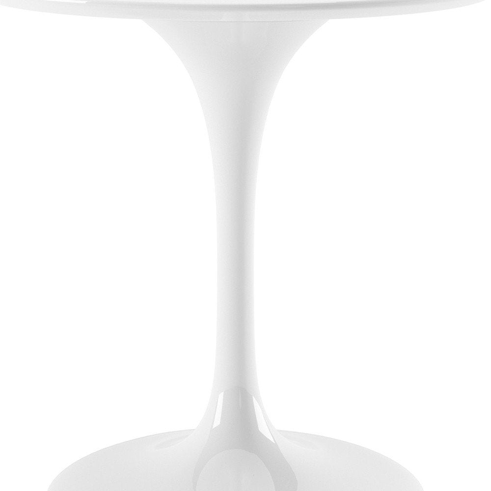 32" White Rounded Fiberglass And Metal Pedestal Base Dining Table HomeRoots