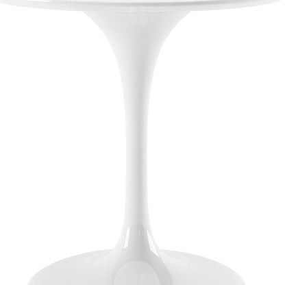 32" White Rounded Fiberglass And Metal Pedestal Base Dining Table HomeRoots