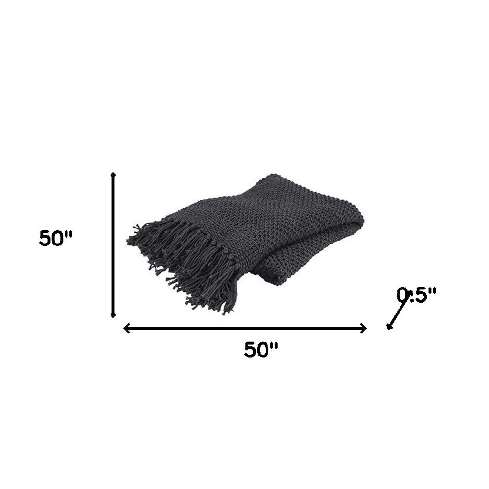 Blue Gray Woven 100% Cotton Throw Blanket HomeRoots