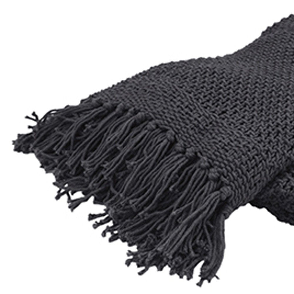 Blue Gray Woven 100% Cotton Throw Blanket HomeRoots