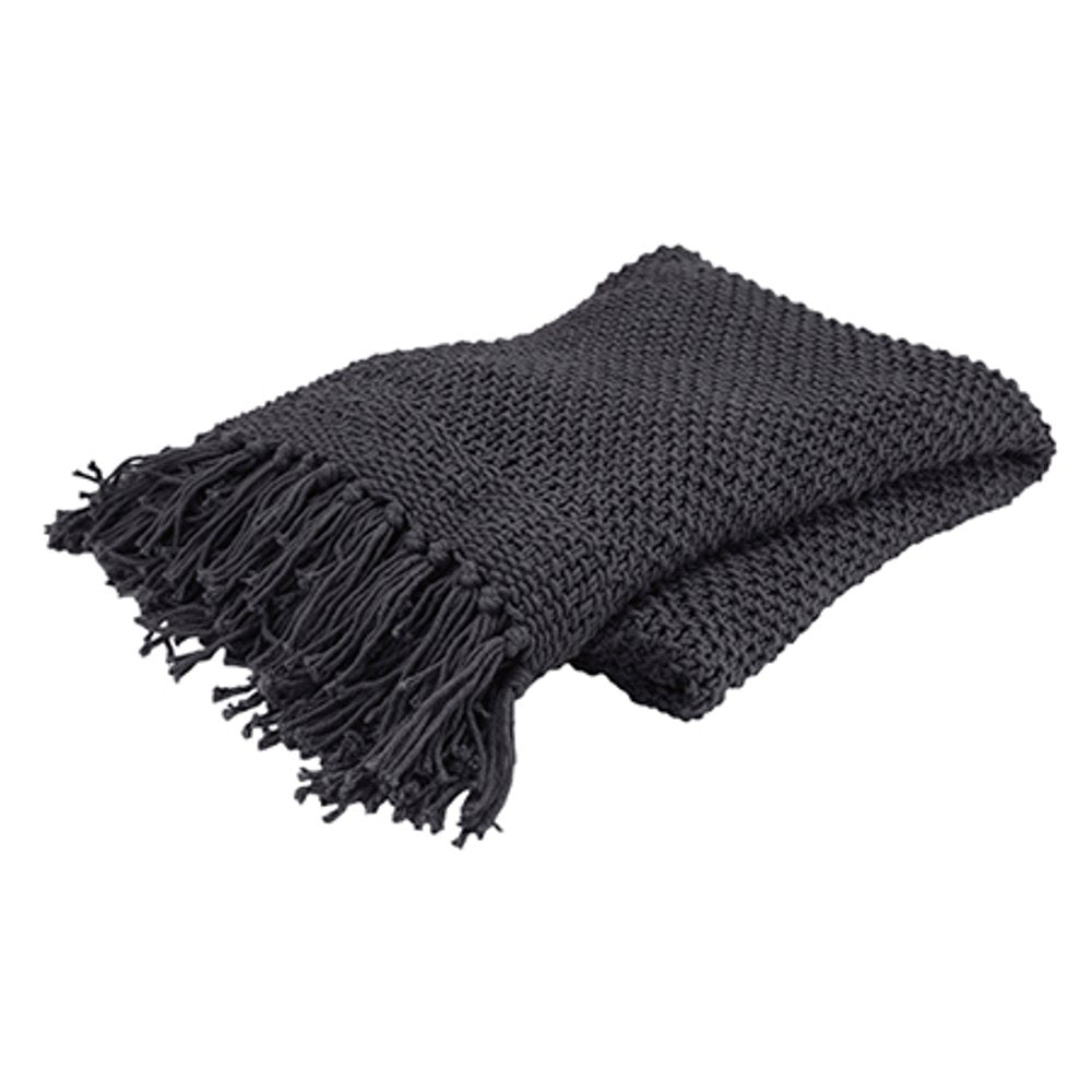 Blue Gray Woven 100% Cotton Throw Blanket HomeRoots
