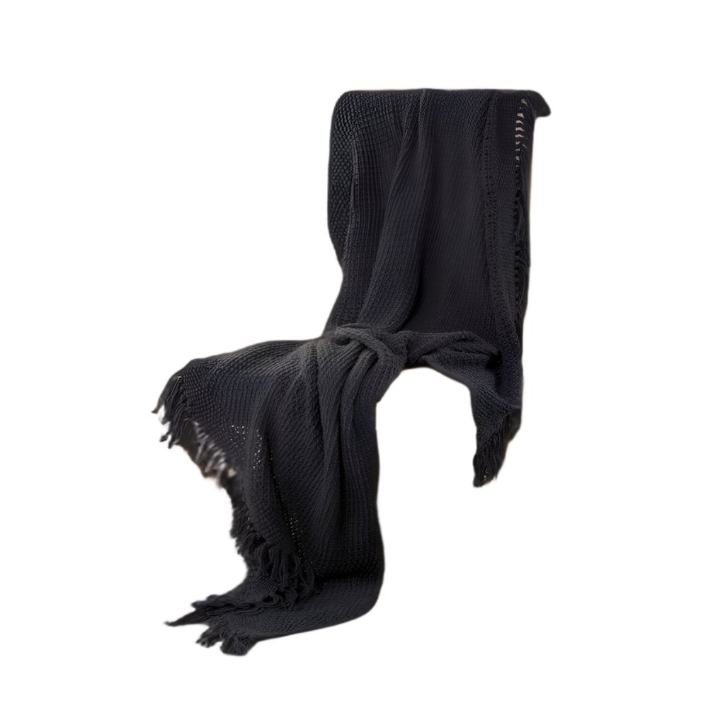 Blue Gray Woven 100% Cotton Throw Blanket HomeRoots