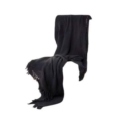 Blue Gray Woven 100% Cotton Throw Blanket HomeRoots