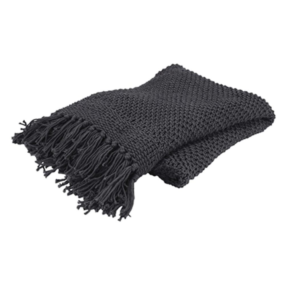 Blue Gray Woven 100% Cotton Throw Blanket — view 7