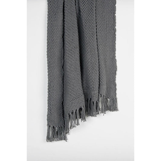 50" X 60" Gray Cotton Woven Throw Blanket HomeRoots