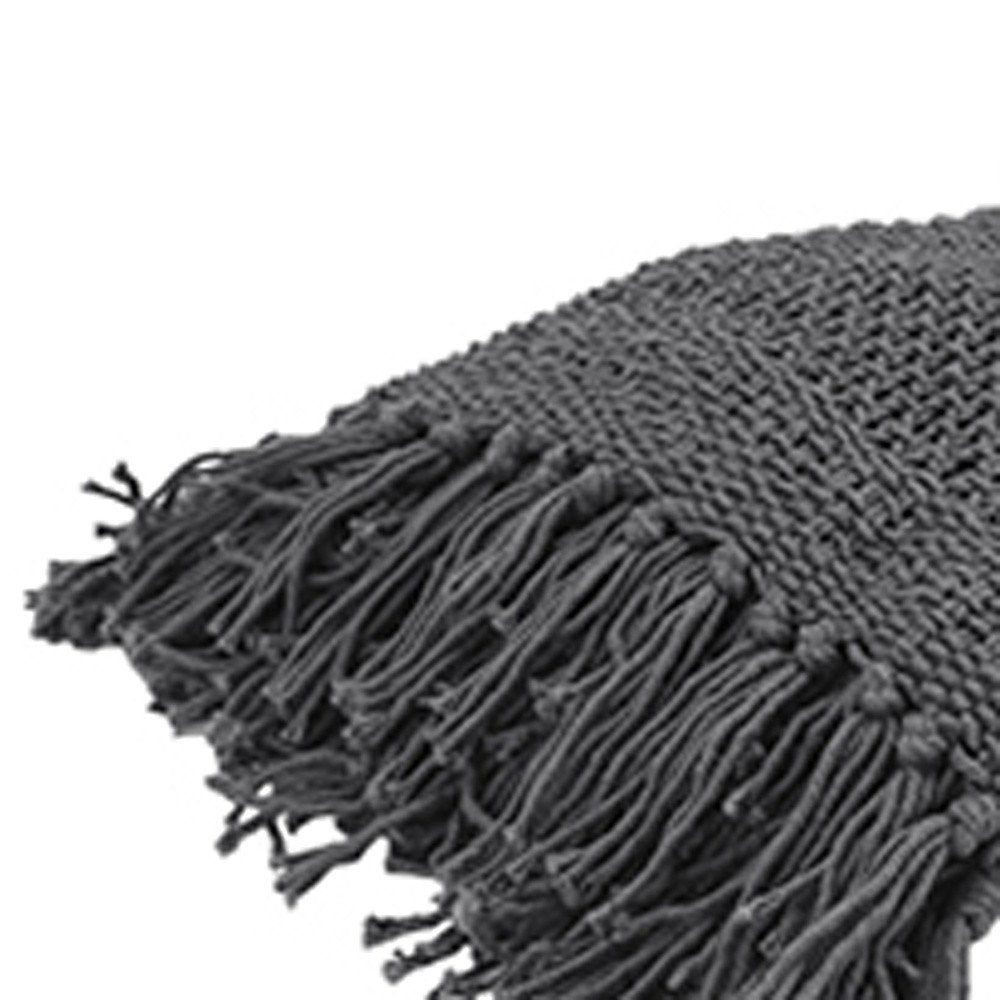 50" X 60" Gray Cotton Woven Throw Blanket — view 3