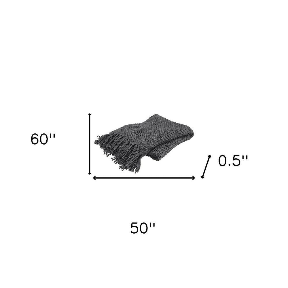 50" X 60" Gray Cotton Woven Throw Blanket HomeRoots