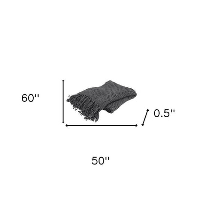 50" X 60" Gray Cotton Woven Throw Blanket HomeRoots