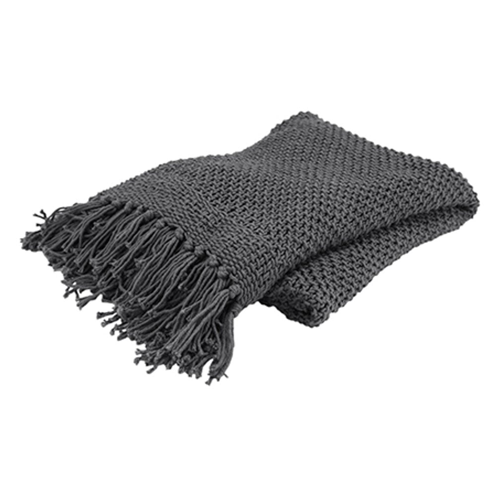 50" X 60" Gray Cotton Woven Throw Blanket HomeRoots
