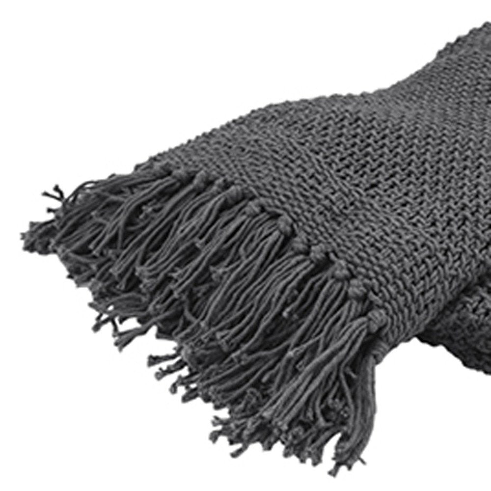 50" X 60" Gray Cotton Woven Throw Blanket HomeRoots