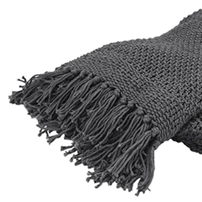 50" X 60" Gray Cotton Woven Throw Blanket HomeRoots