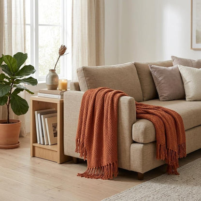 Orange Woven 100% Cotton Throw Blanket HomeRoots