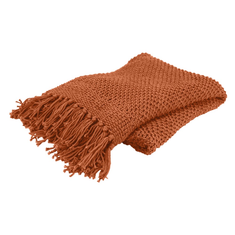 Orange Woven 100% Cotton Throw Blanket HomeRoots