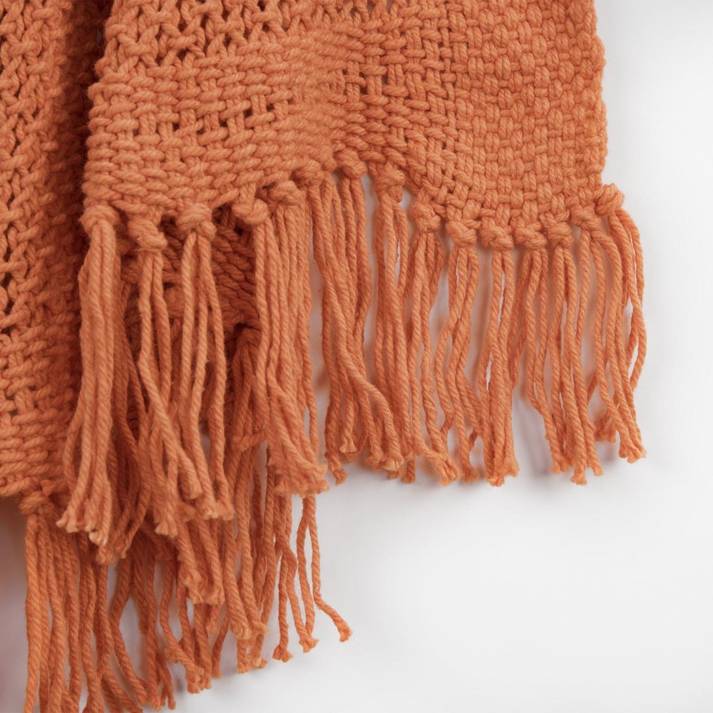 Orange Woven 100% Cotton Throw Blanket — view 2