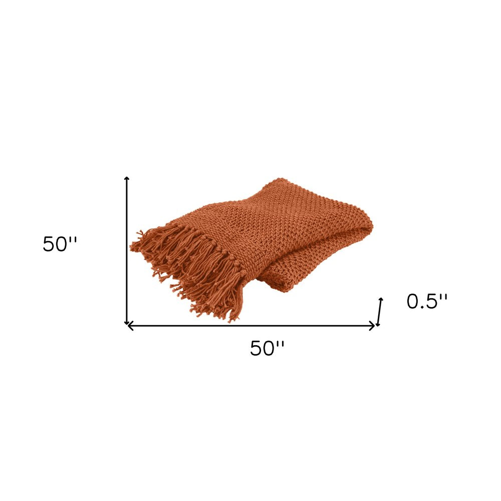 Orange Woven 100% Cotton Throw Blanket HomeRoots