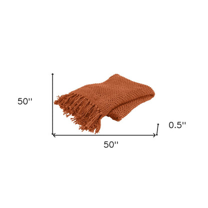 Orange Woven 100% Cotton Throw Blanket HomeRoots