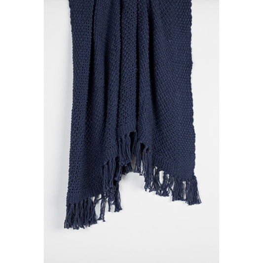 50" X 50" Indigo Woven Cotton Throw Blanket HomeRoots