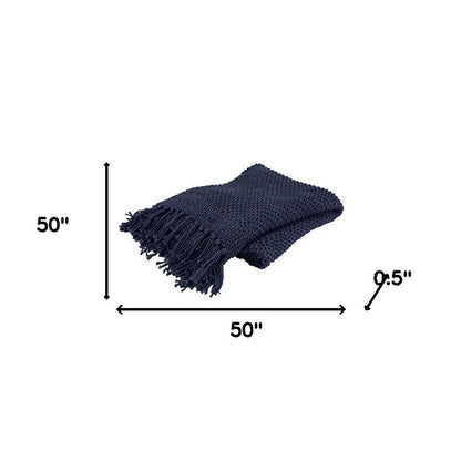 50" X 50" Indigo Woven Cotton Throw Blanket HomeRoots