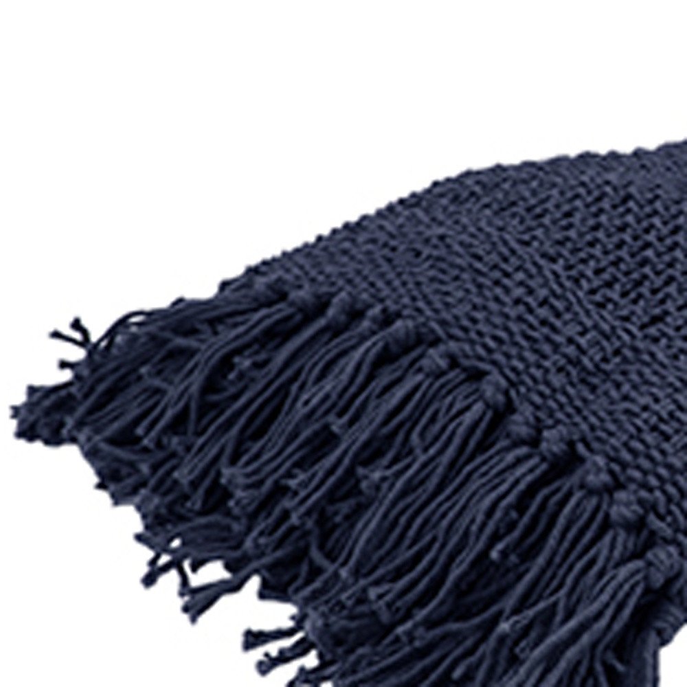 50" X 50" Indigo Woven Cotton Throw Blanket HomeRoots