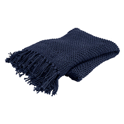 50" X 50" Indigo Woven Cotton Throw Blanket