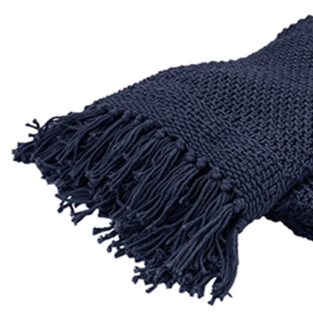 50" X 50" Indigo Woven Cotton Throw Blanket HomeRoots