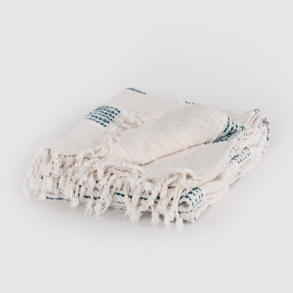 Gray Woven Cotton Throw Blanket with Fringe HomeRoots