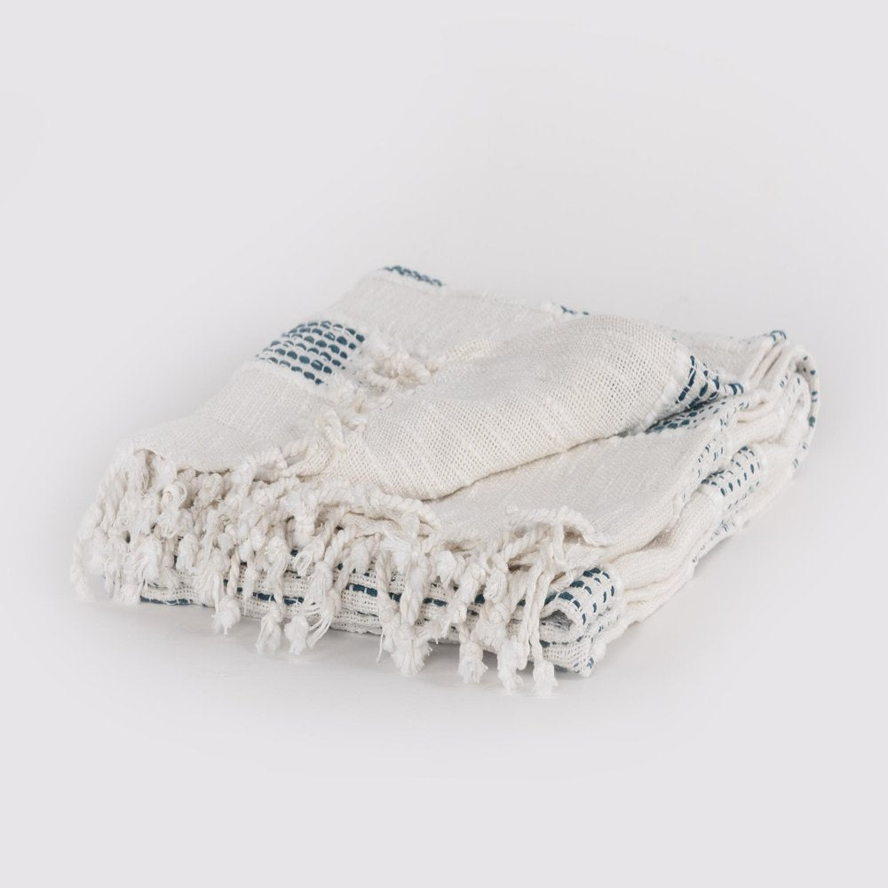 Gray Woven Cotton Throw Blanket with Fringe HomeRoots