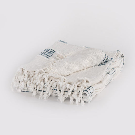 Gray Woven Cotton Throw Blanket with Fringe HomeRoots