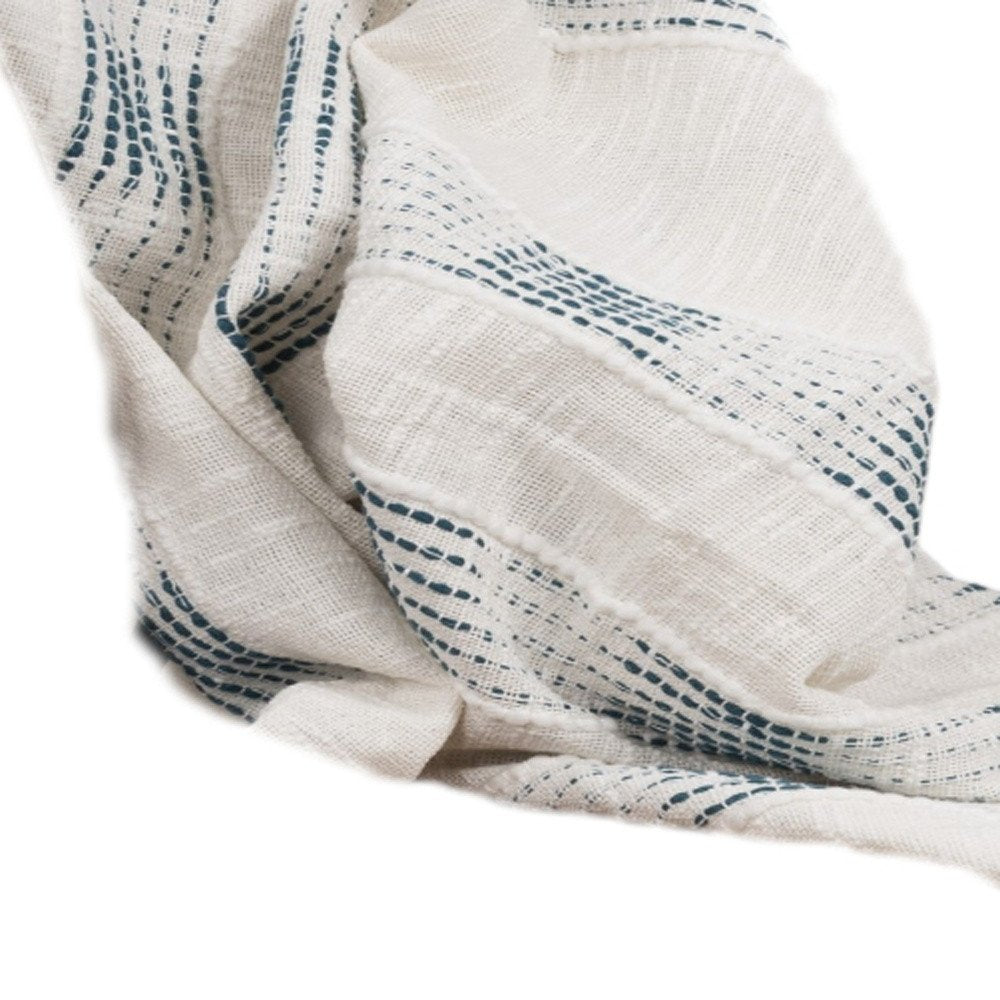 Gray Woven Cotton Throw Blanket with Fringe HomeRoots