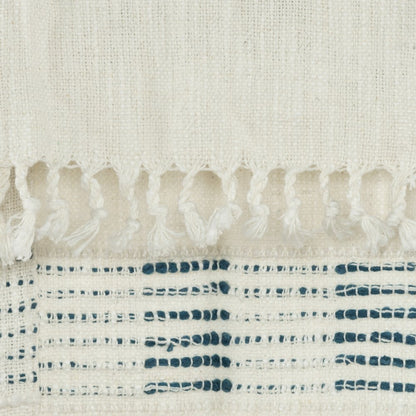 Gray Woven Cotton Throw Blanket with Fringe HomeRoots