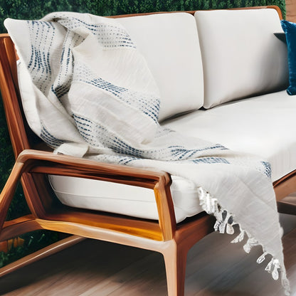 Gray Woven Cotton Throw Blanket with Fringe HomeRoots