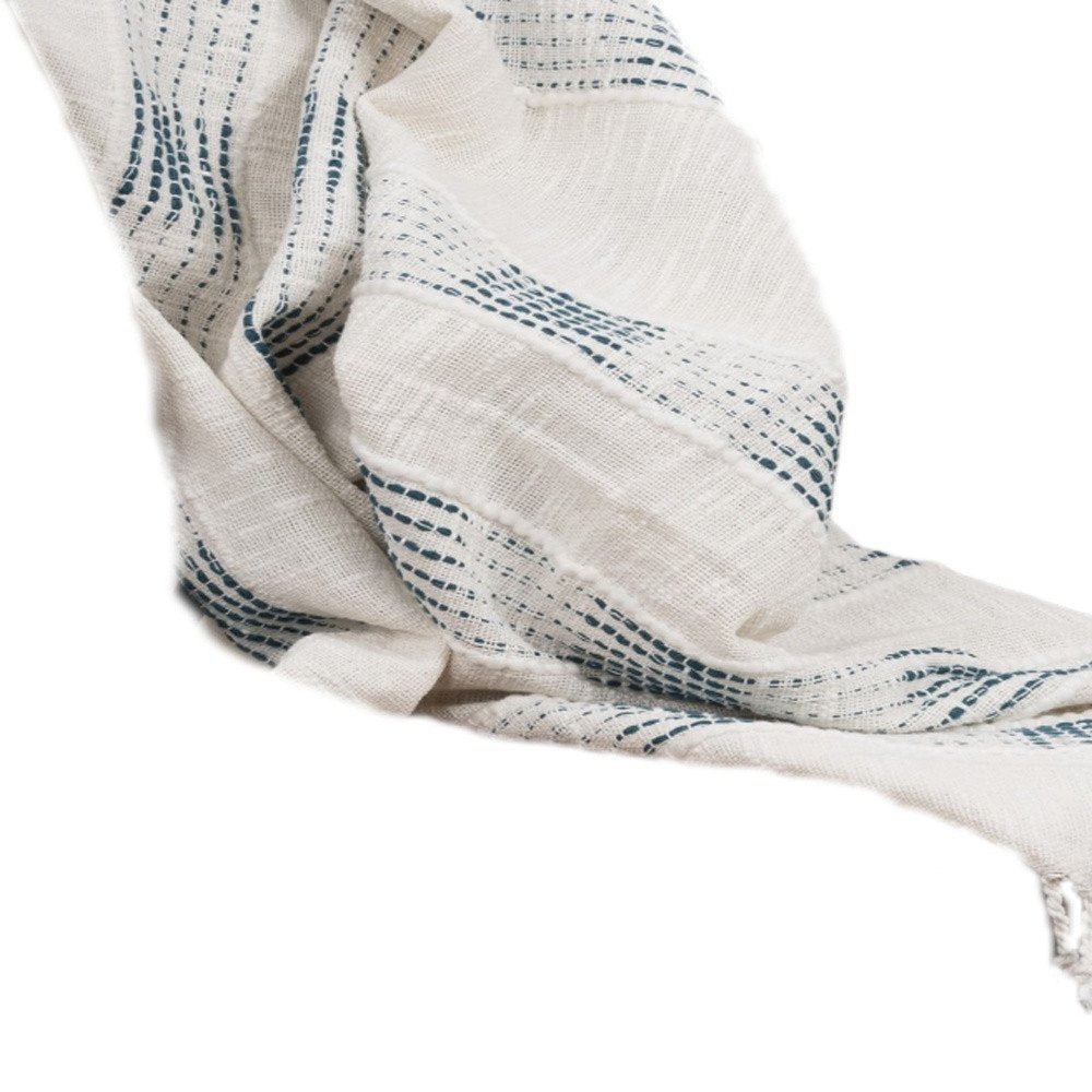 Gray Woven Cotton Throw Blanket with Fringe HomeRoots