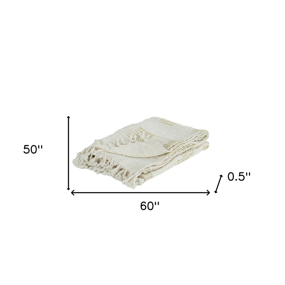 Natural Woven Cotton Throw Blanket — view 2