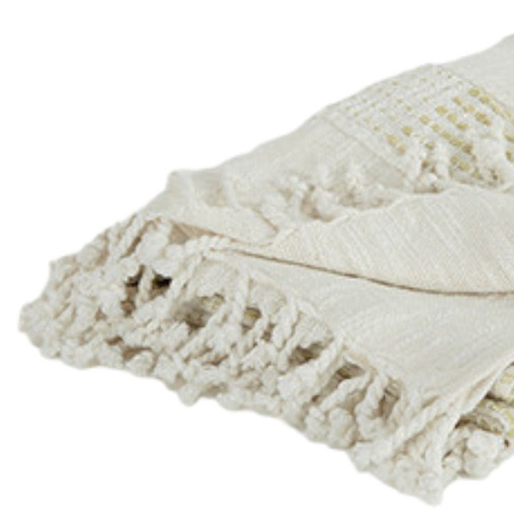 Natural Woven Cotton Throw Blanket HomeRoots