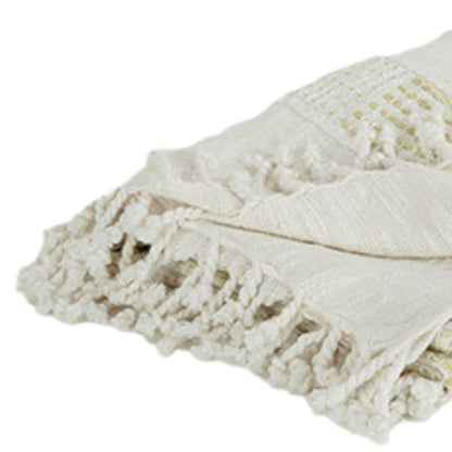 Natural Woven Cotton Throw Blanket HomeRoots