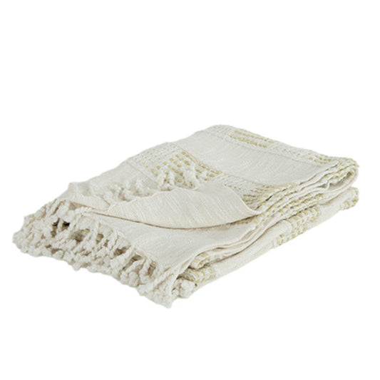 Natural Woven Cotton Throw Blanket HomeRoots