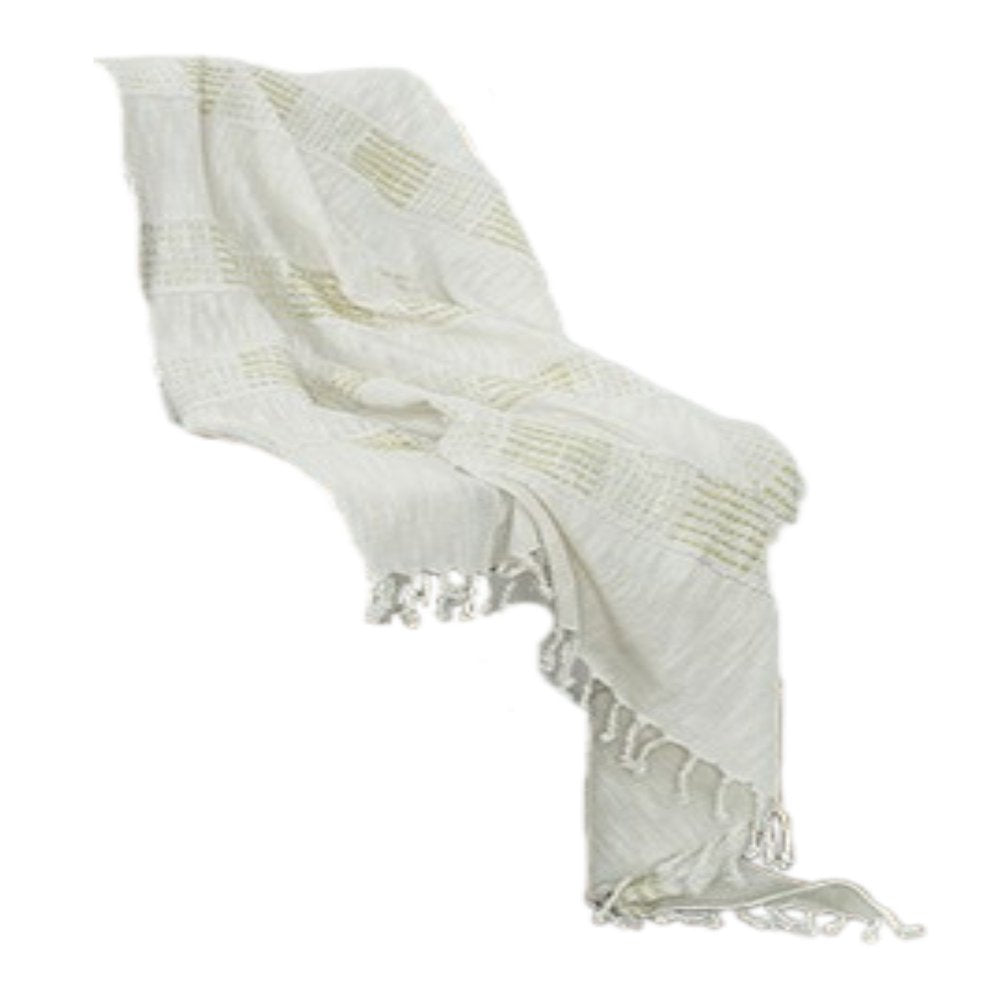 Natural Woven Cotton Throw Blanket — view 4