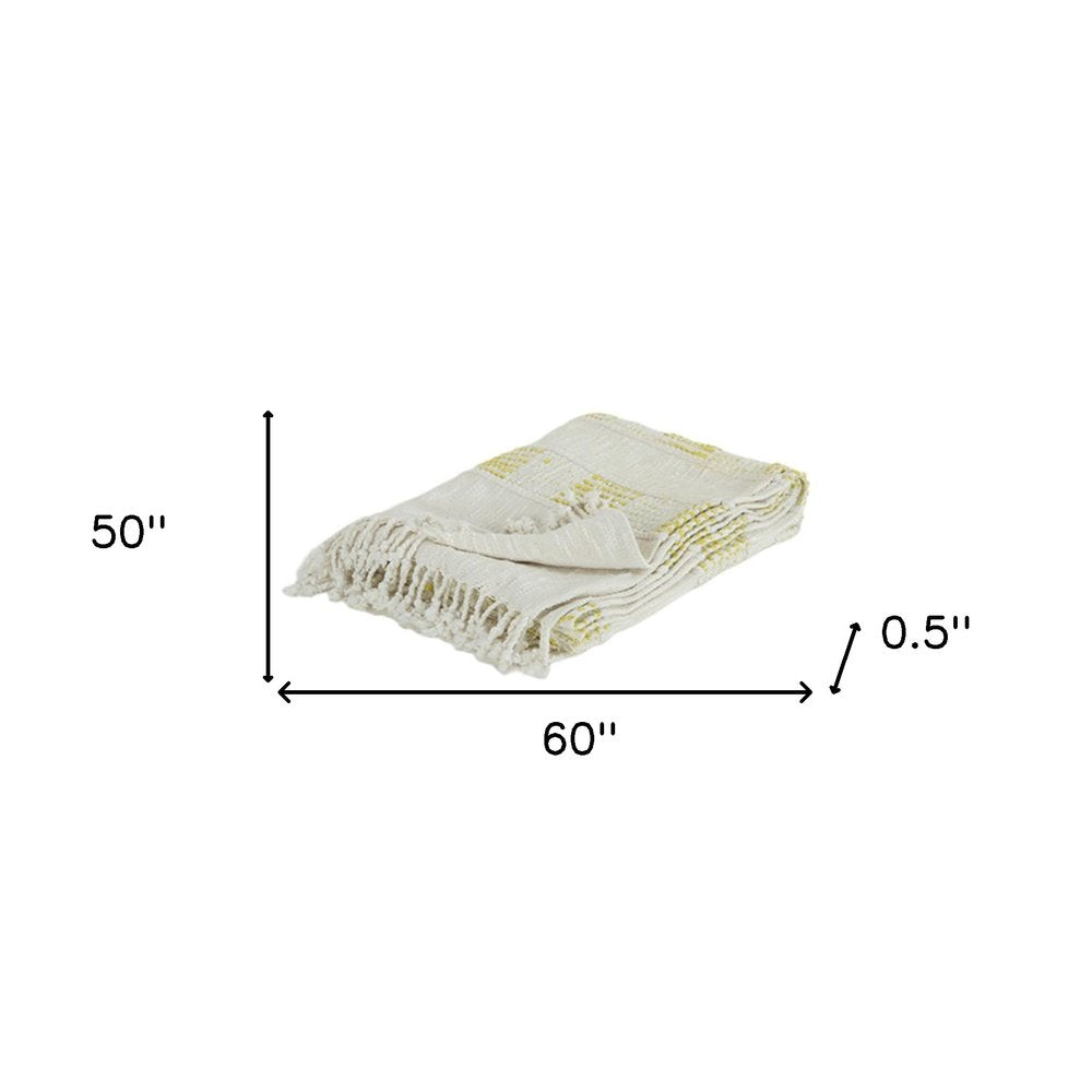 Yellow Woven Cotton Throw Blanket — view 2