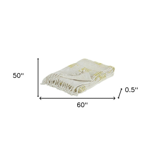 Yellow Woven Cotton Throw Blanket HomeRoots