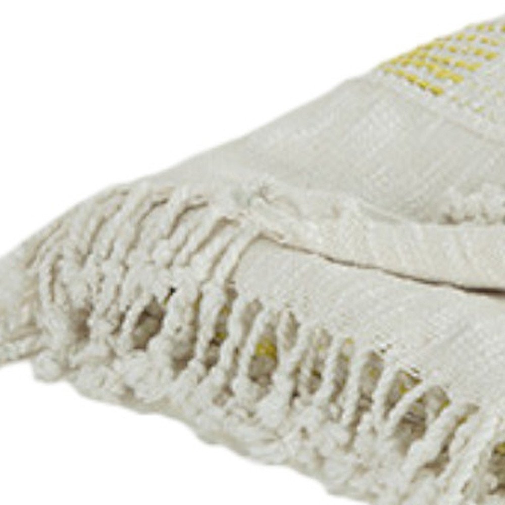 Yellow Woven Cotton Throw Blanket — view 3