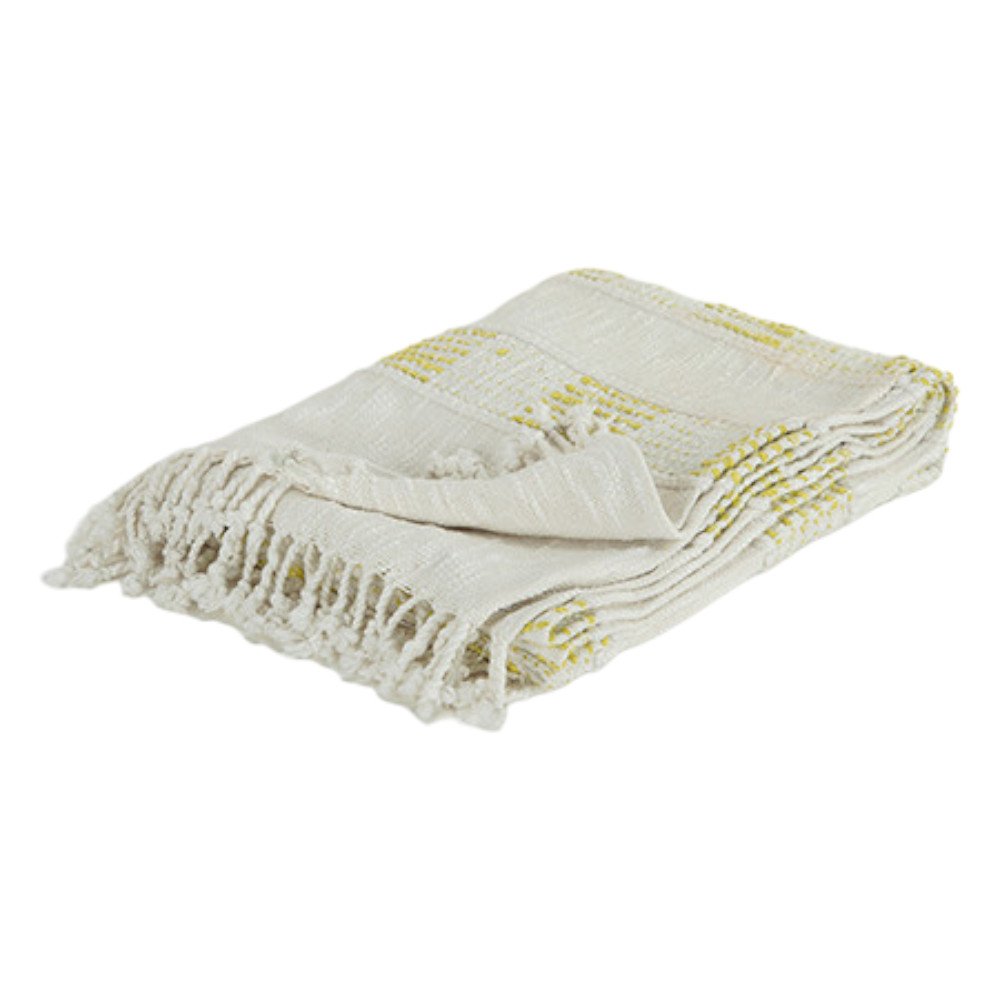 Yellow Woven Cotton Throw Blanket — view 1