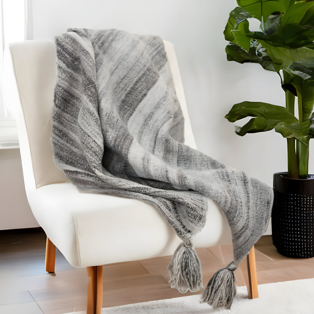 Gray Woven 100% Poly Pet Throw Blanket